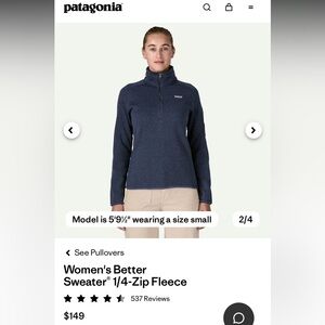 Patagonia Navy Women’s Better Sweater Fleece Pullover M